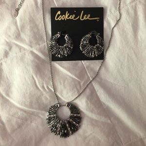 Cookie Lee silver/hematite necklace/earrings set